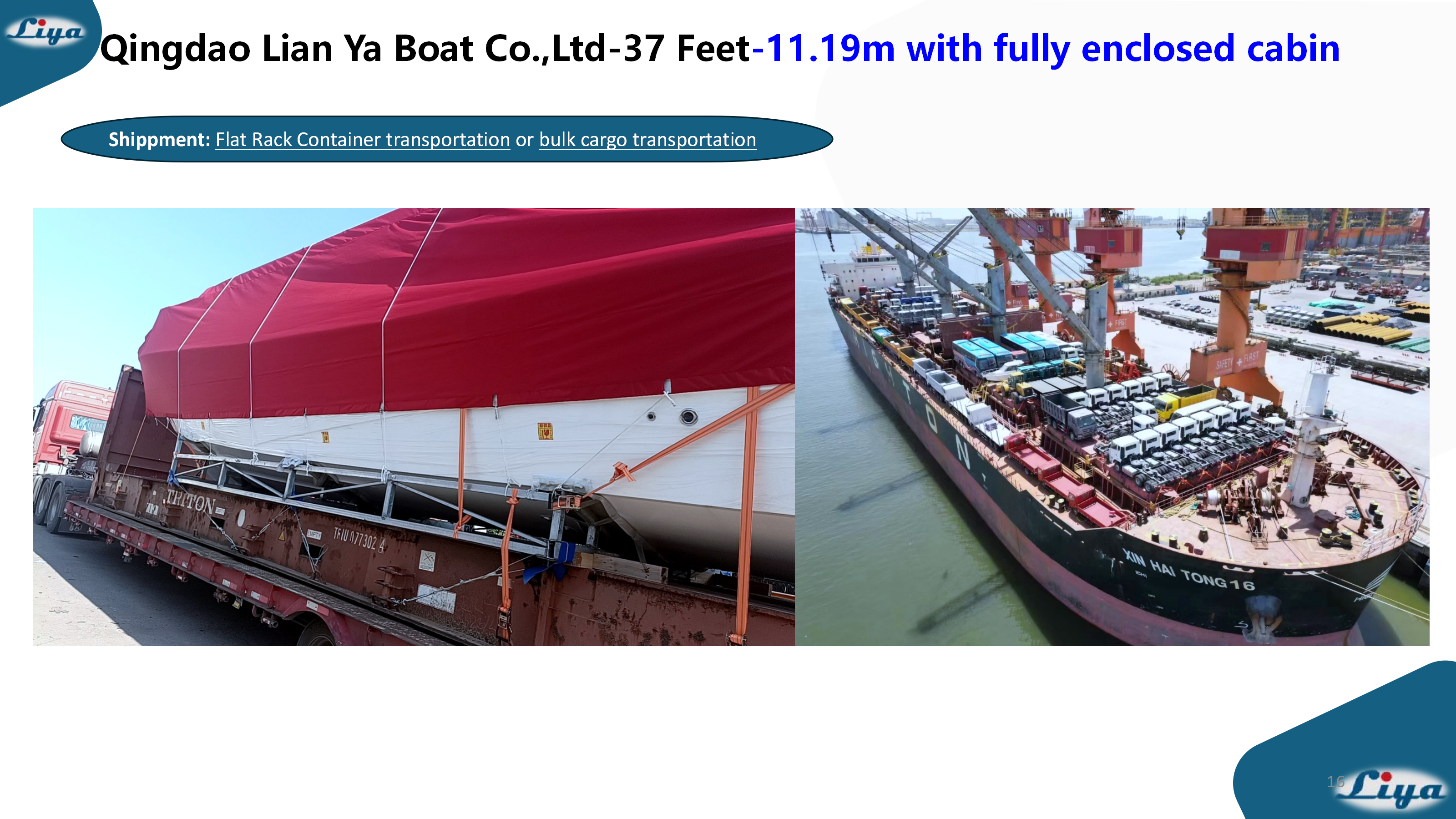 Liya 37 Foot Cabin Fiber Boat packing and shipment