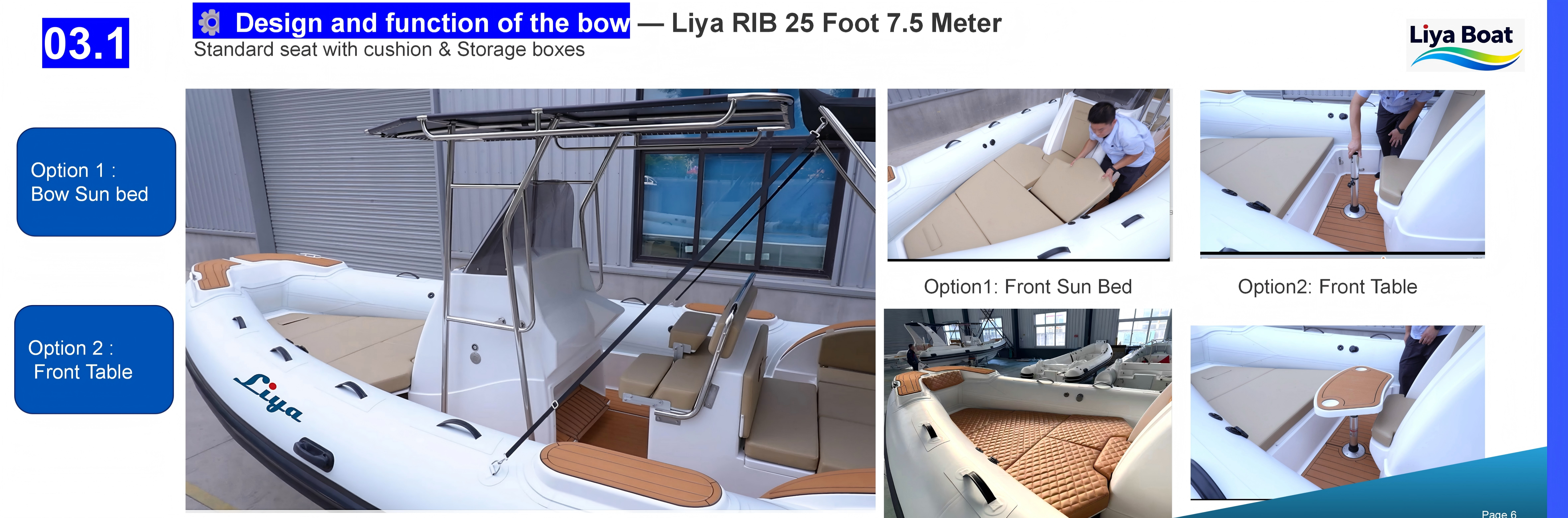 Console with optional footrest and storage in customizable 7.5m RIB