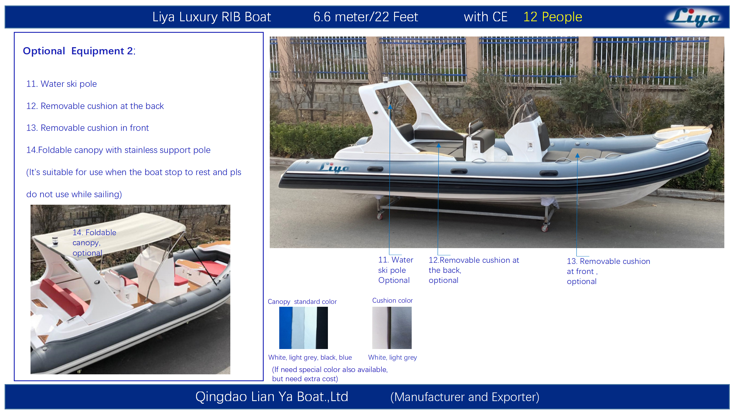 T-Top on Liya 6.6m RIB boat for all-weather protection T-Top on Liya 6.6m RIB boat for all-weather protection