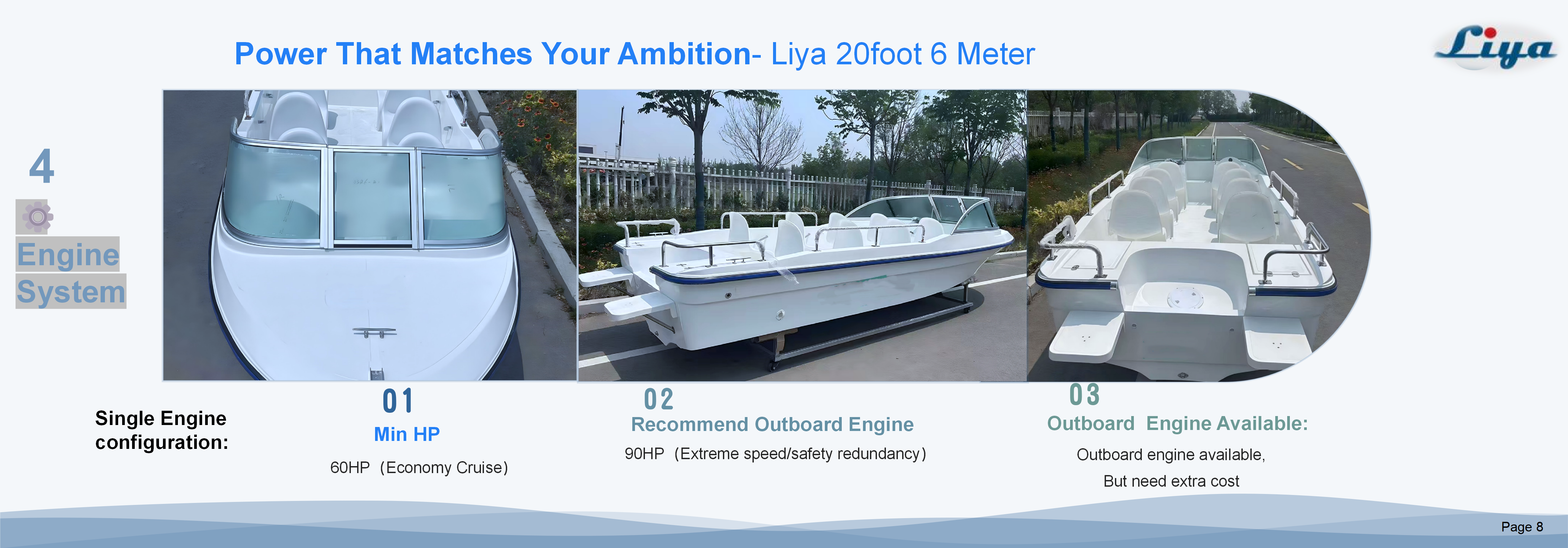 Transom ready for 60-90 HP outboard motor, providing balanced power and efficiency.