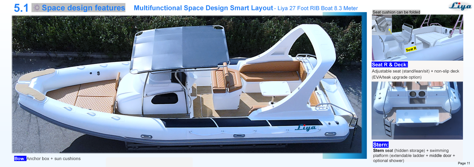 Convertible Aft Deck on Liya 27FT Cabin RIB Convertible Aft Deck on Liya 27FT Cabin RIB