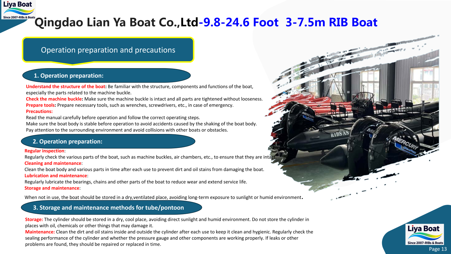 RIB-Fiberglass Hull Liya Open Deck RIB-Fiberglass Hull