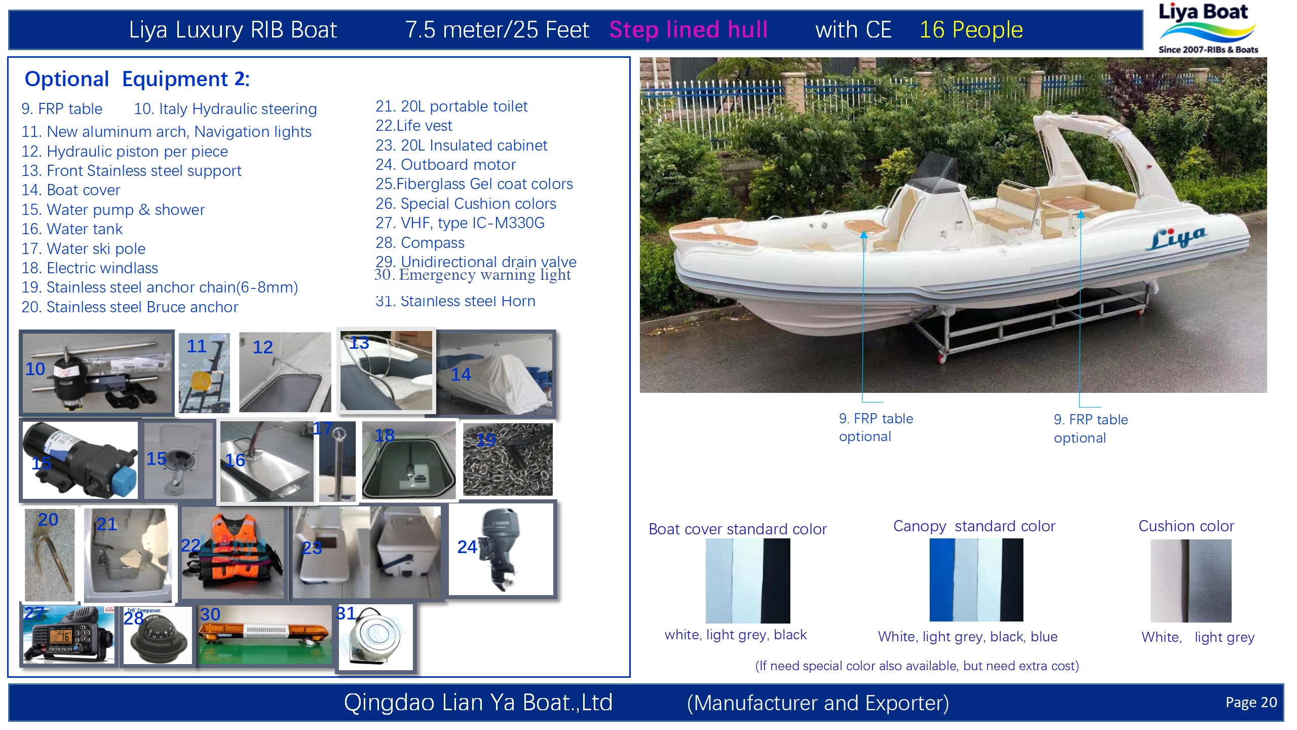 Removable FRP table for dining or as a work surface on your versatile 25FT RIB