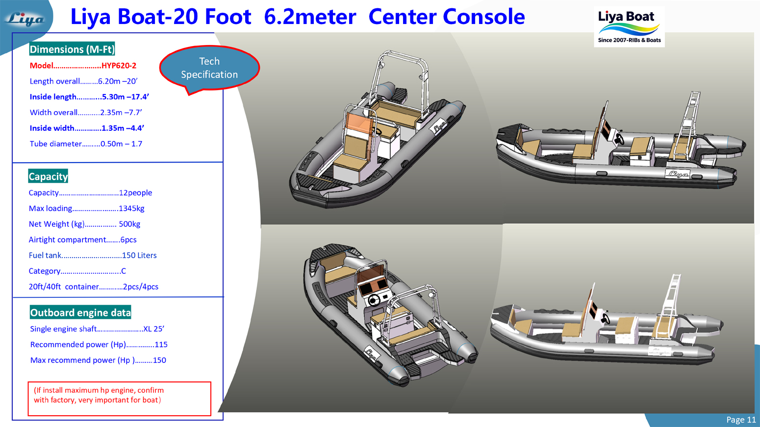Walkaround Access of Center Console Design on Liya 20ft RIB