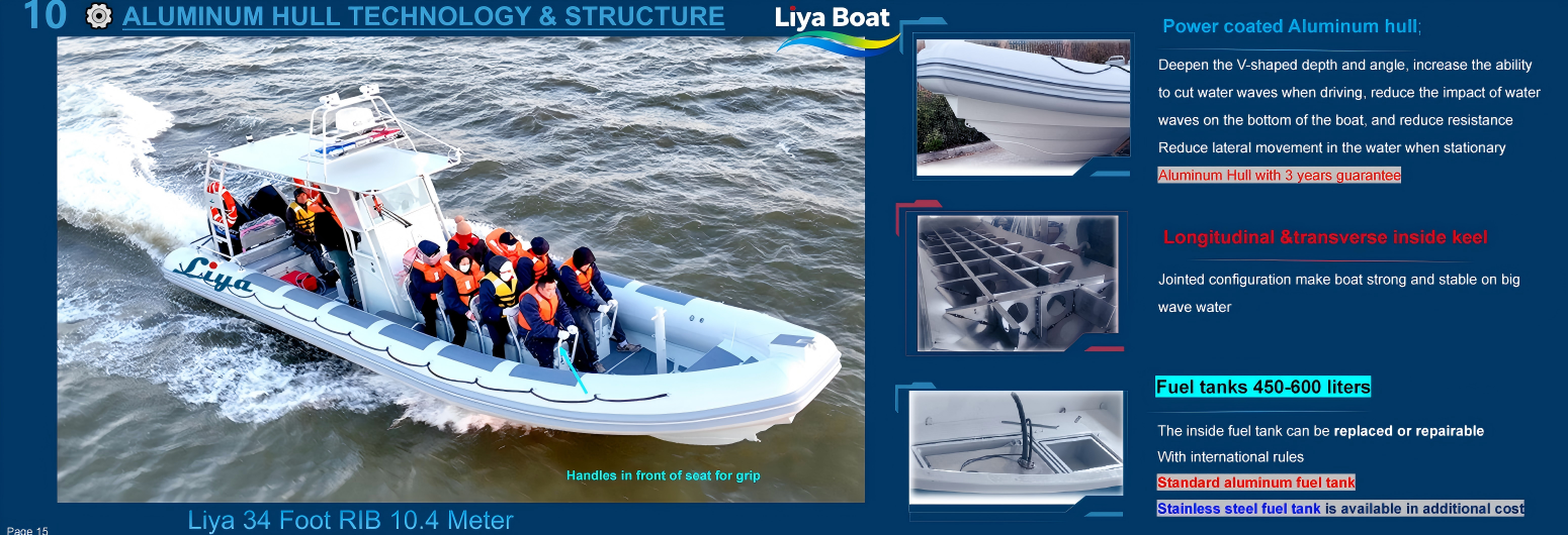 Liya aluminium hull rib boat 34 foot by liya Liya Military 34 Foot RIB aluminum hull