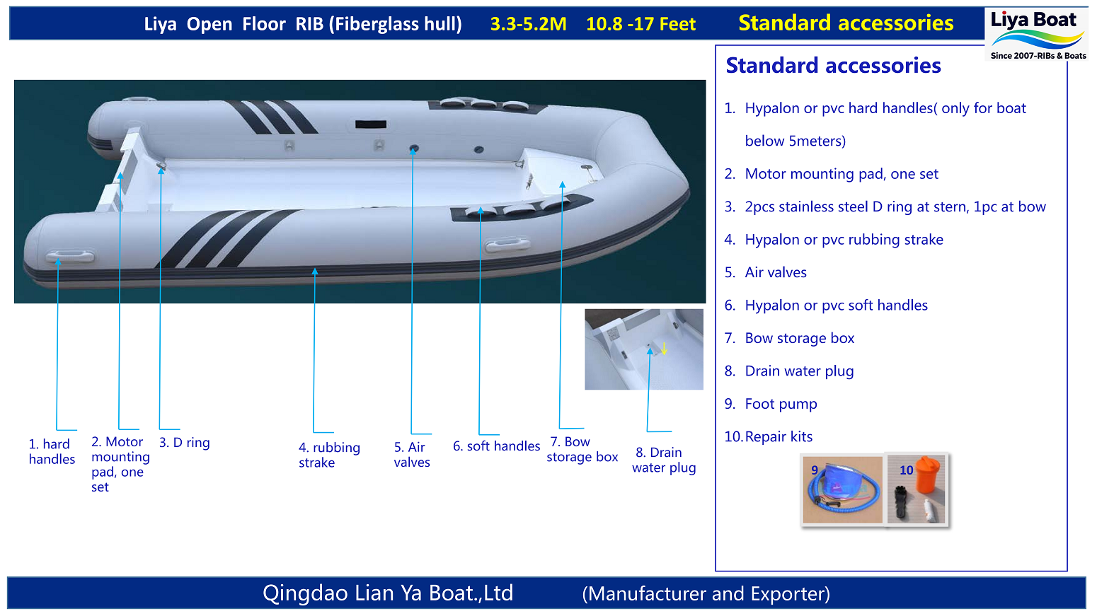 standard accessories open deck standard accessories