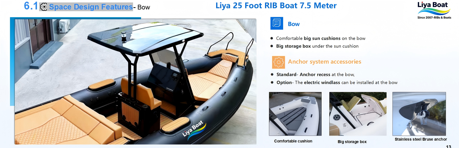 25ft new rib boat italy style with center console Liya 25 Foot new rib boat console and seat details