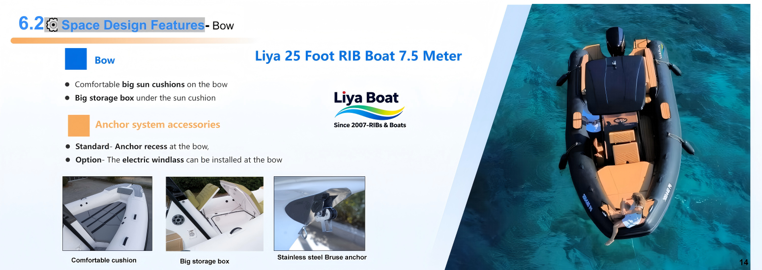 25ft new rib boat italy style with center console Liya 25 Foot new rib boat console and seat details