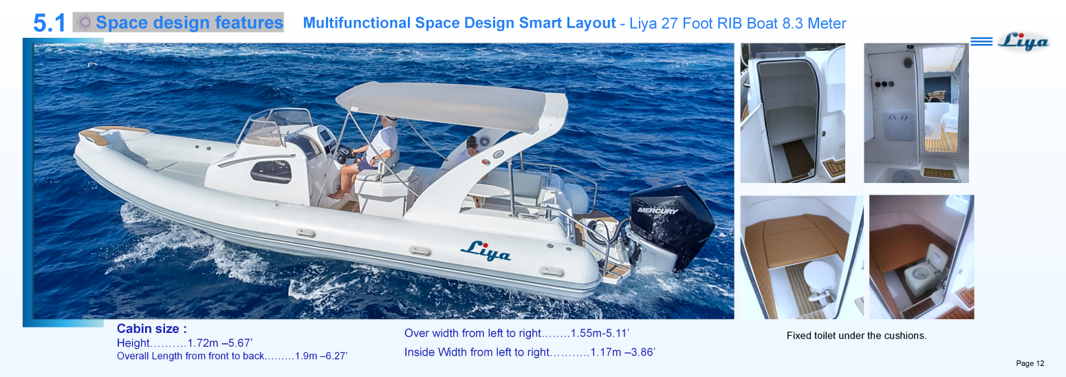 Convertible Toilet Compartment in 27FT Cabin RIB Convertible Toilet Compartment in 27FT Cabin RIB