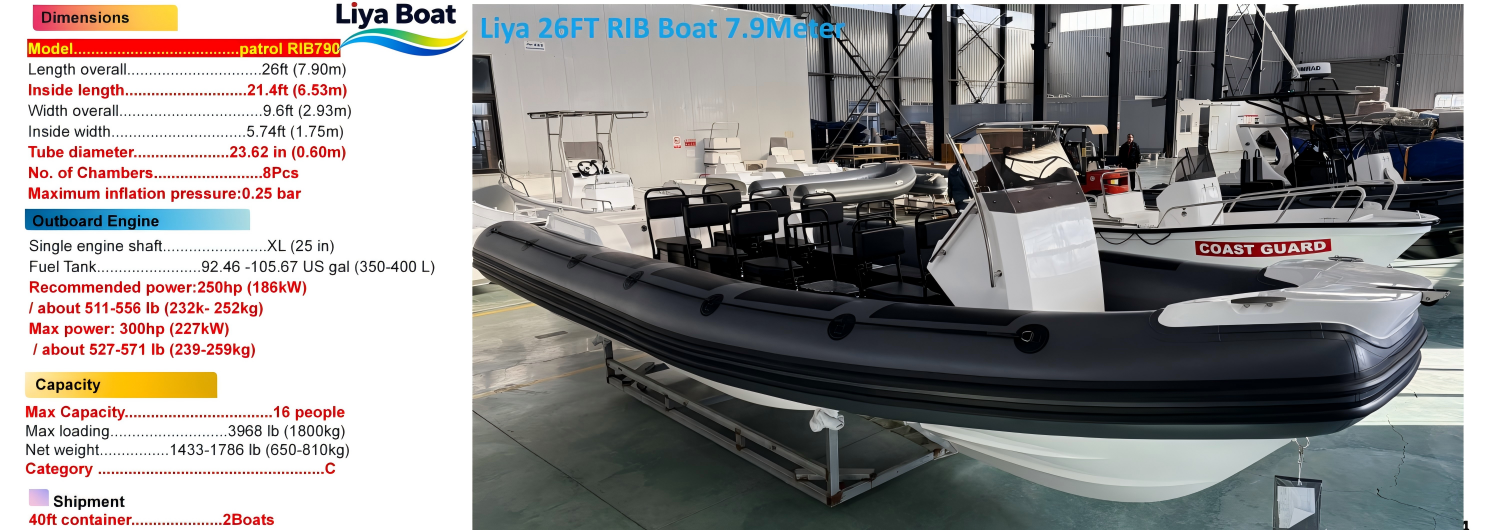 Customizable interior of the Liya RHIB showing reconfigurable seating Liya 26FT RIB Boat 7.9Mete