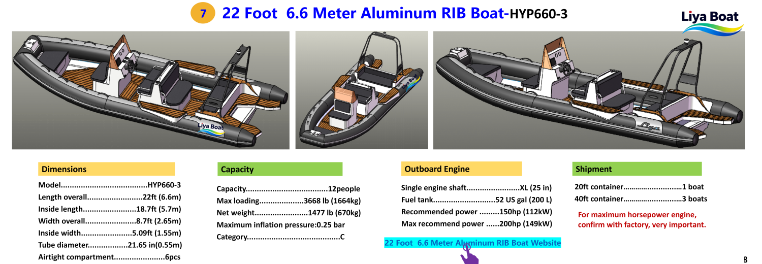 Custom Fishing Setup with Rod Holders on Liya 22ft RIB Barco RIB de aluminio de 22 pies y 6,6 metros-HYP660-3