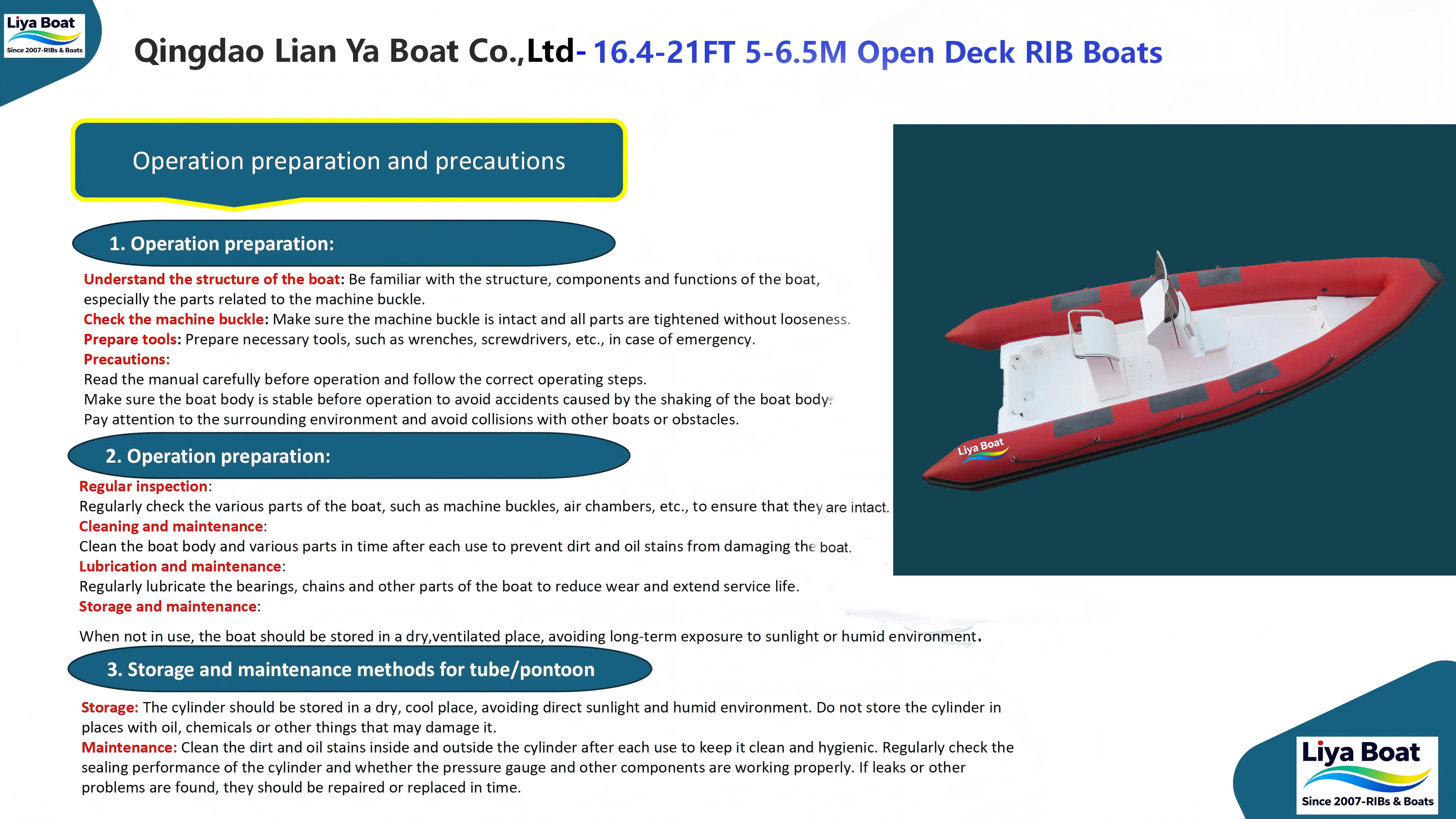 Liya 5-6.5m Coastal Training Boat Operation & Precautions