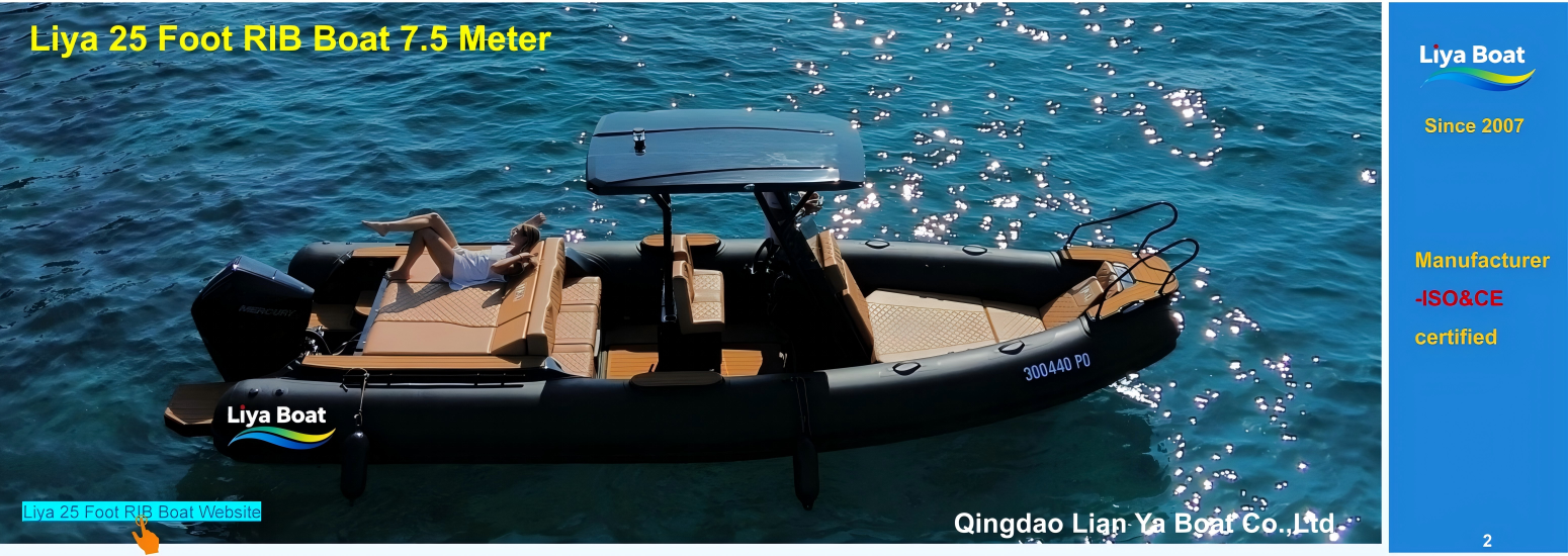 Liya luxury rigid inflatable boat 25 foot Liya 25 Foot italy style rib boat top view