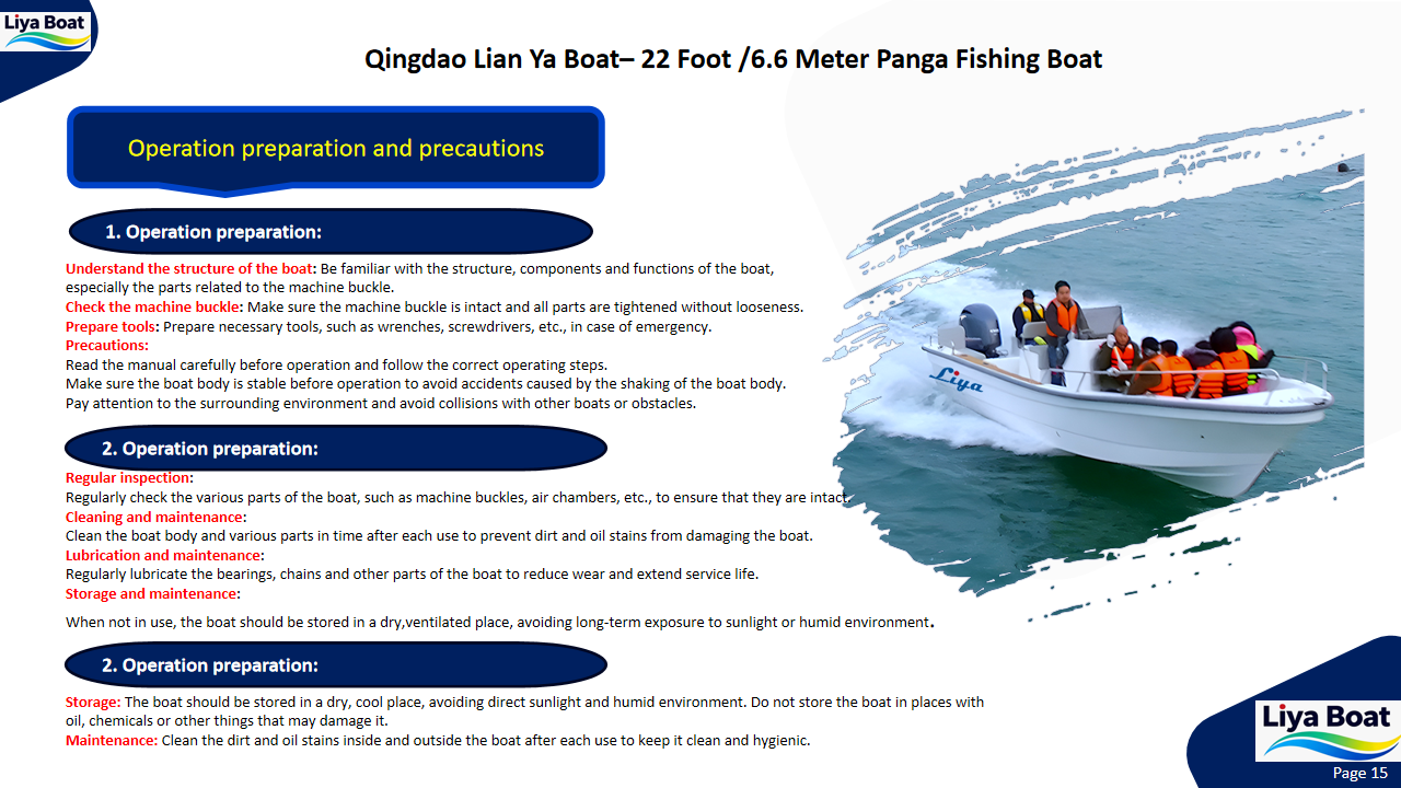 22FT Fishing Boat Operation 22FT Fishing Boat Operation & Precautions