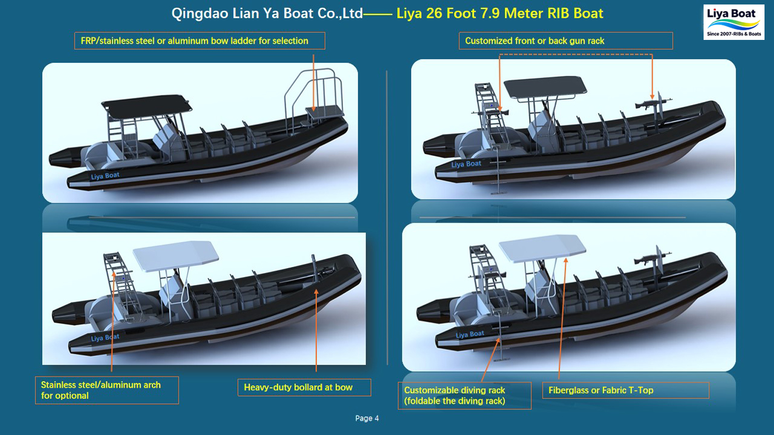 Heavy-Duty Stainless Steel Gun Rack Mounted on RHIB Bow
