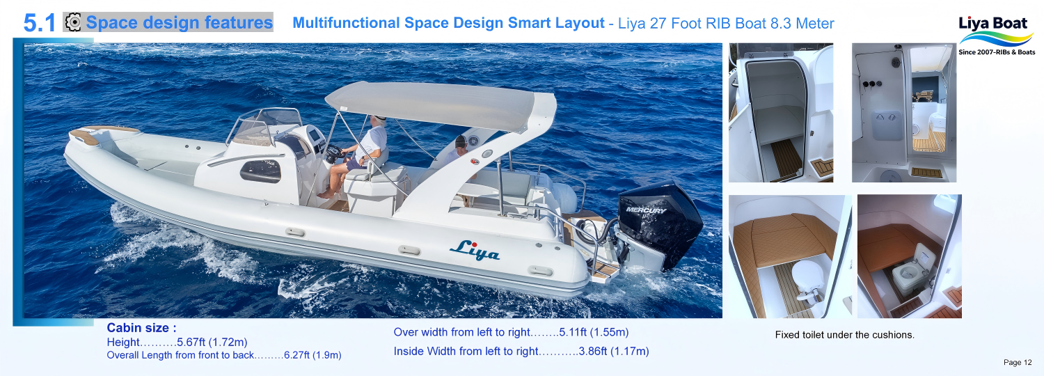 Convertible Toilet Compartment in 27FT Cabin RIB Convertible Toilet Compartment in 27FT Cabin RIB
