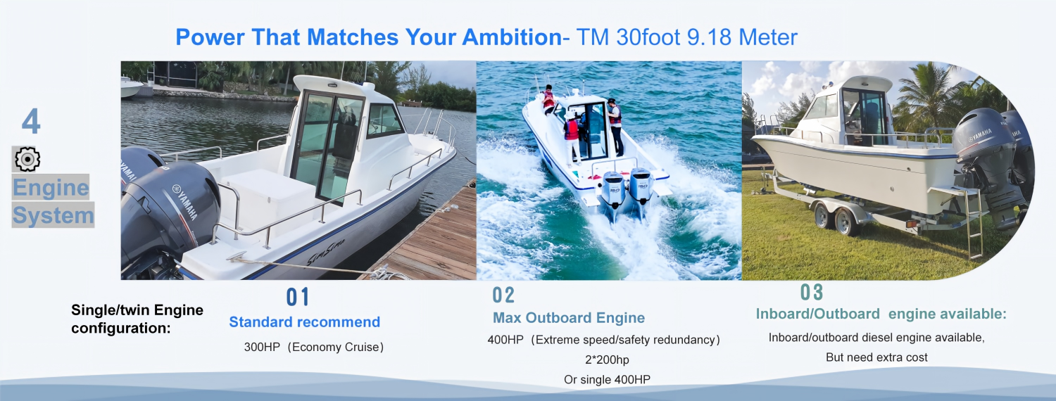 Standard Stainless Steel Bow Rail and Pulpit 300-to-400hp-outboard-engines-on-fishing-boat-transom