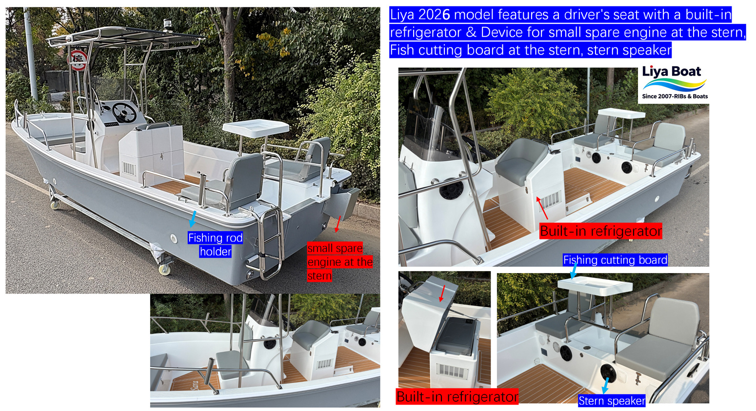 19ft fishing boat with built-in refrigerator