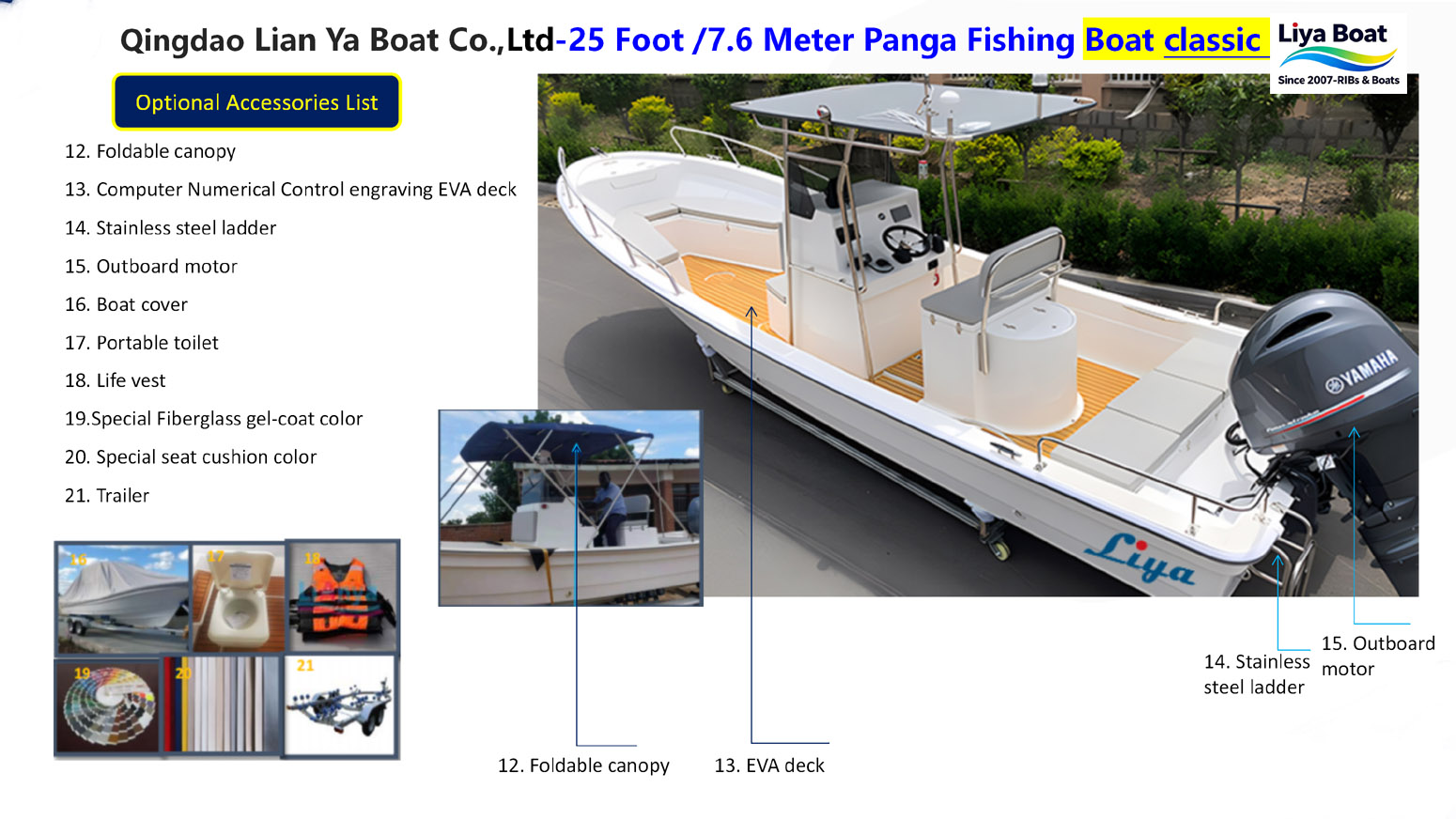 Liya 25ft Panga Fishing Boat optional accessories -2
