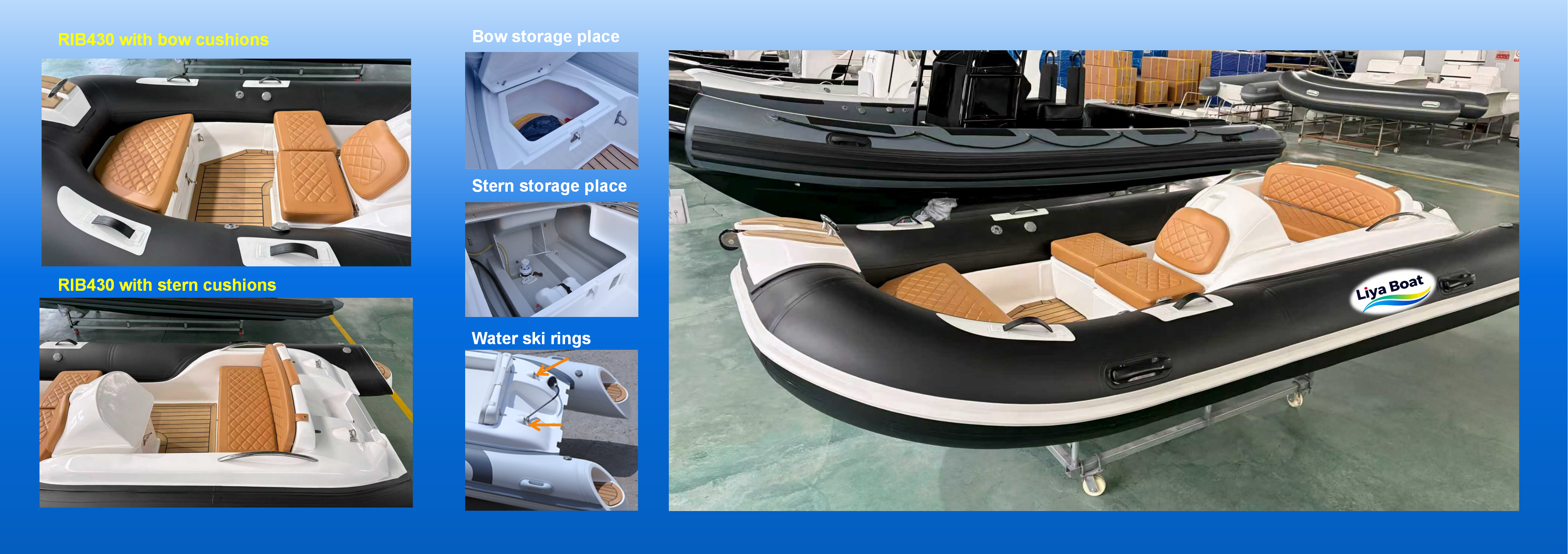 Driver operating the side console of Liya 4.3m RIB boat with clear deck space