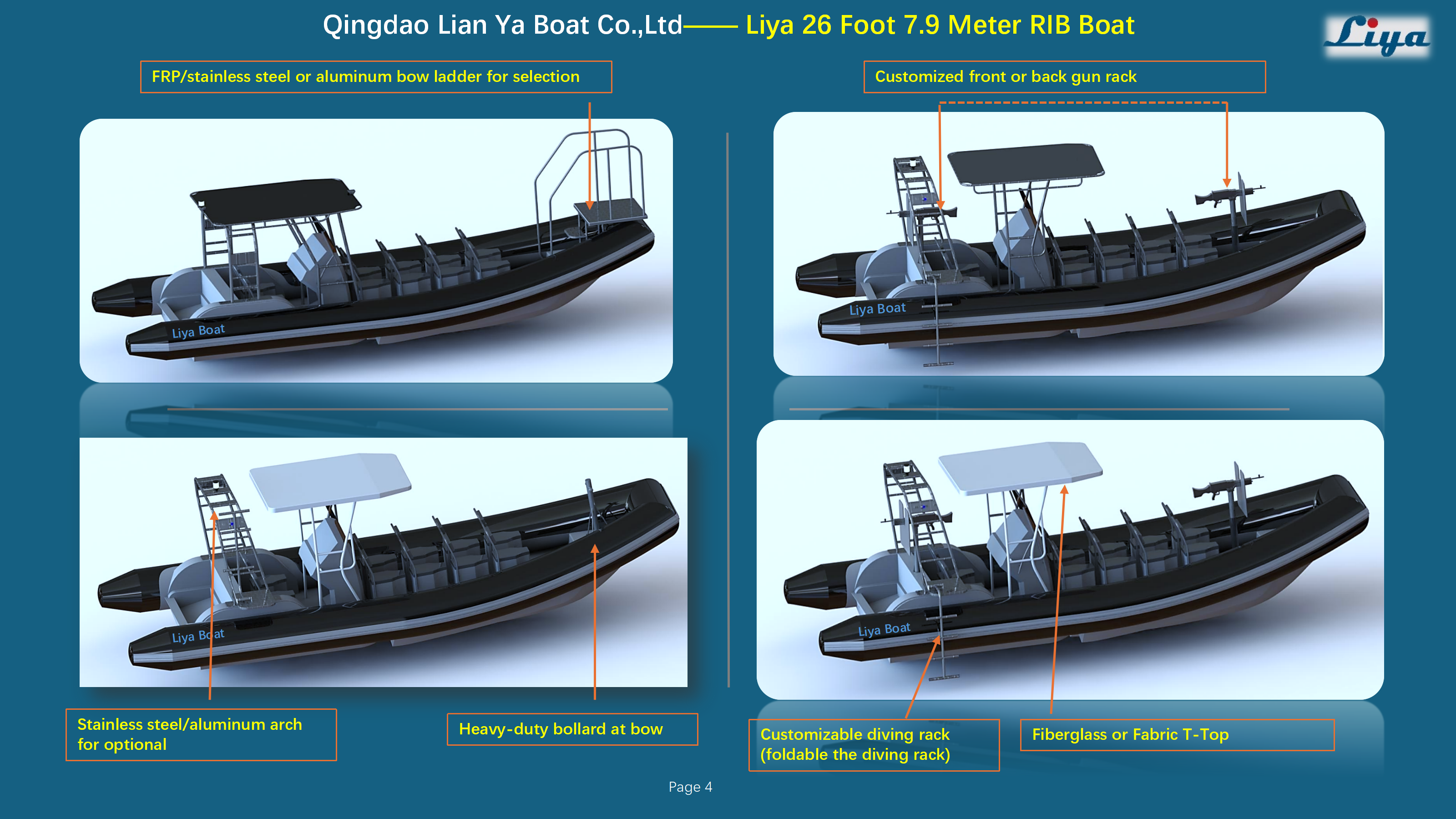 Liya 7.9m 26FT RHIB side profile on water