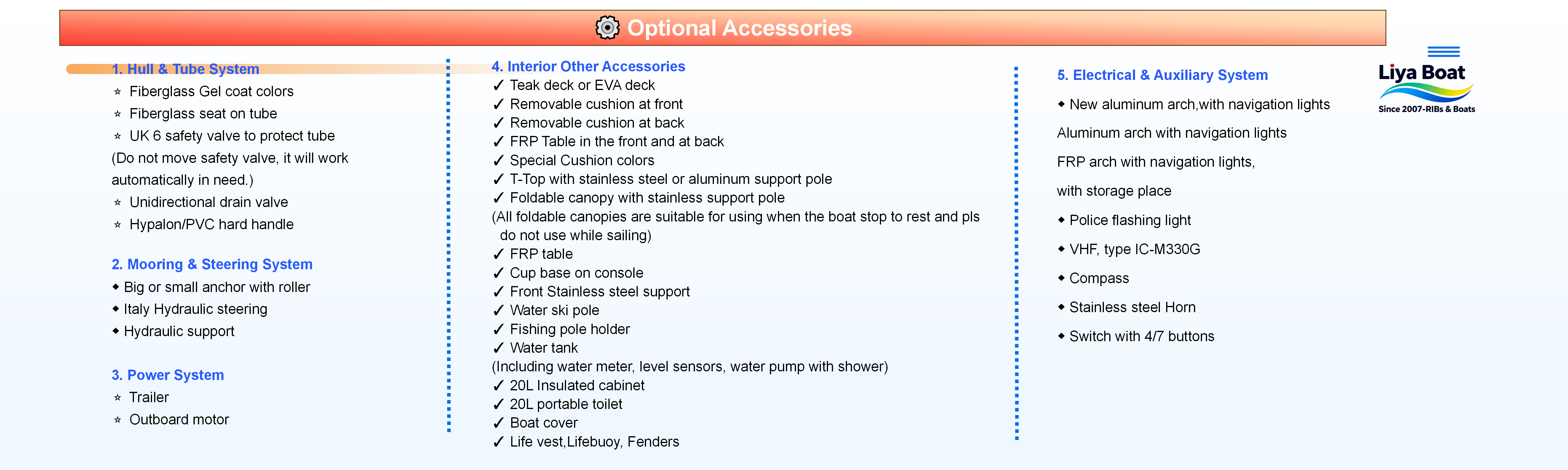 Optional plush, lie-flat sun pads on bow and stern of Liya Premium Sport RIB for ultimate relaxation