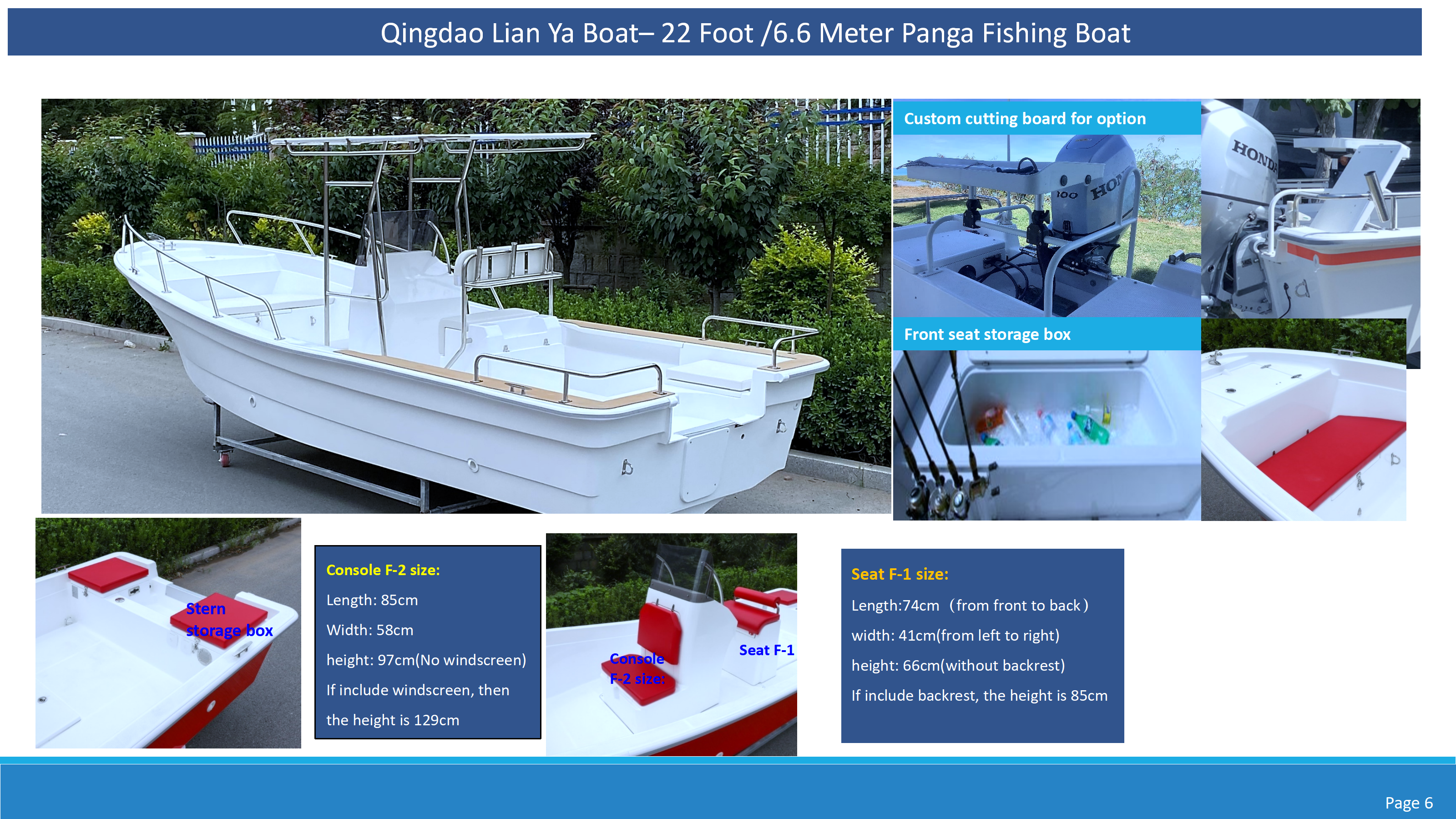 Transom with 70-115HP engine compatibility and the 150-liter fuel tank.