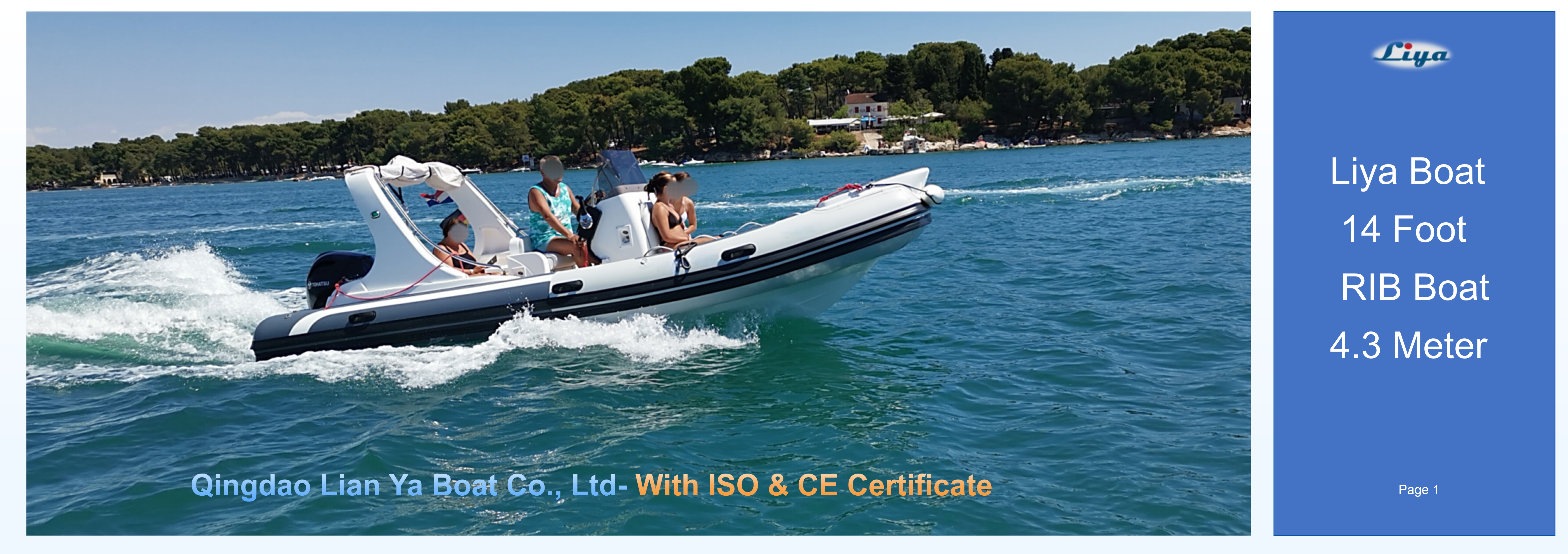 Robust PVC tube and fiberglass hull connection on the Liya 14ft RIB boat.