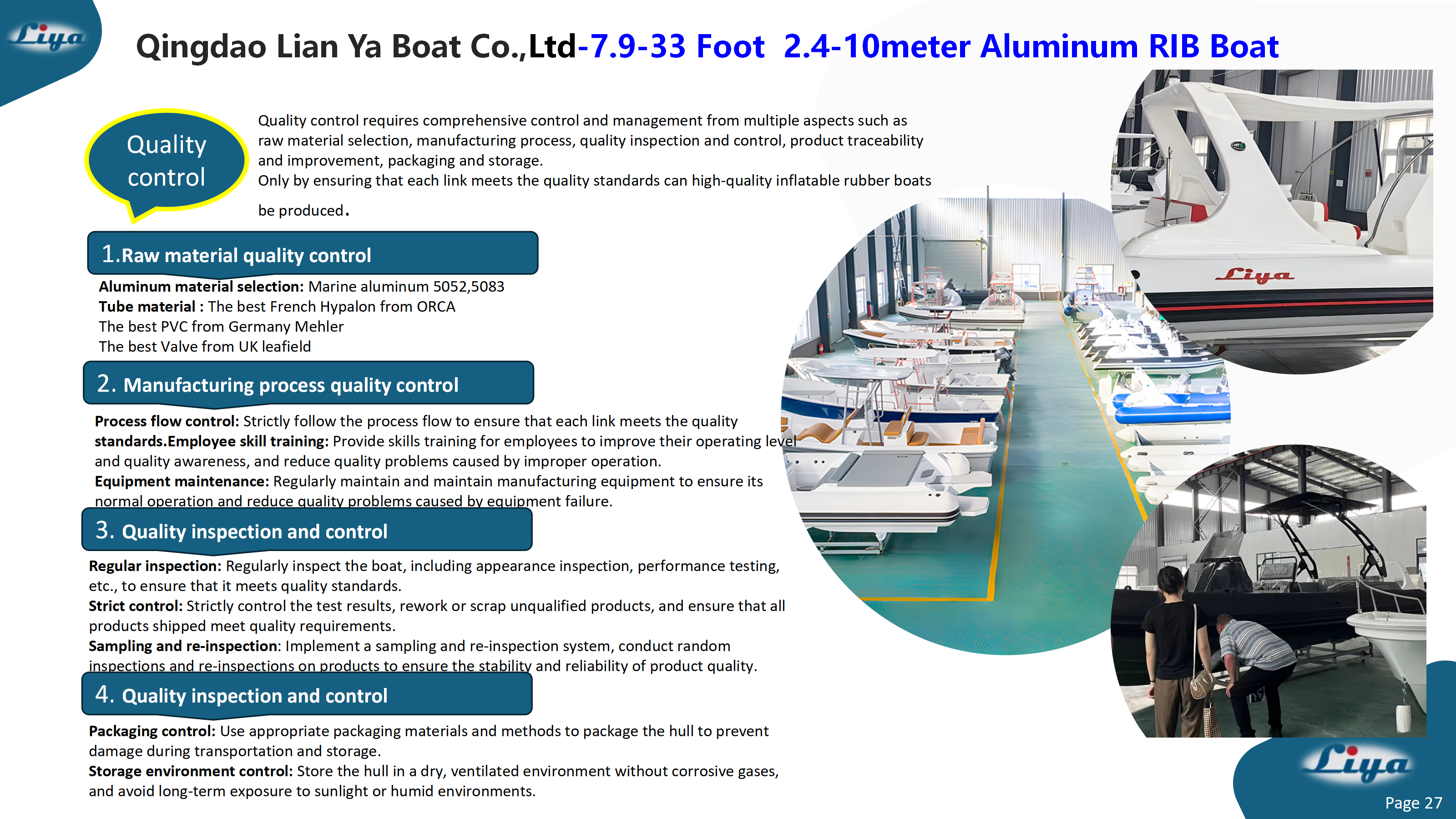 Liya 19 Foot Aluminum RIB Boat quality control