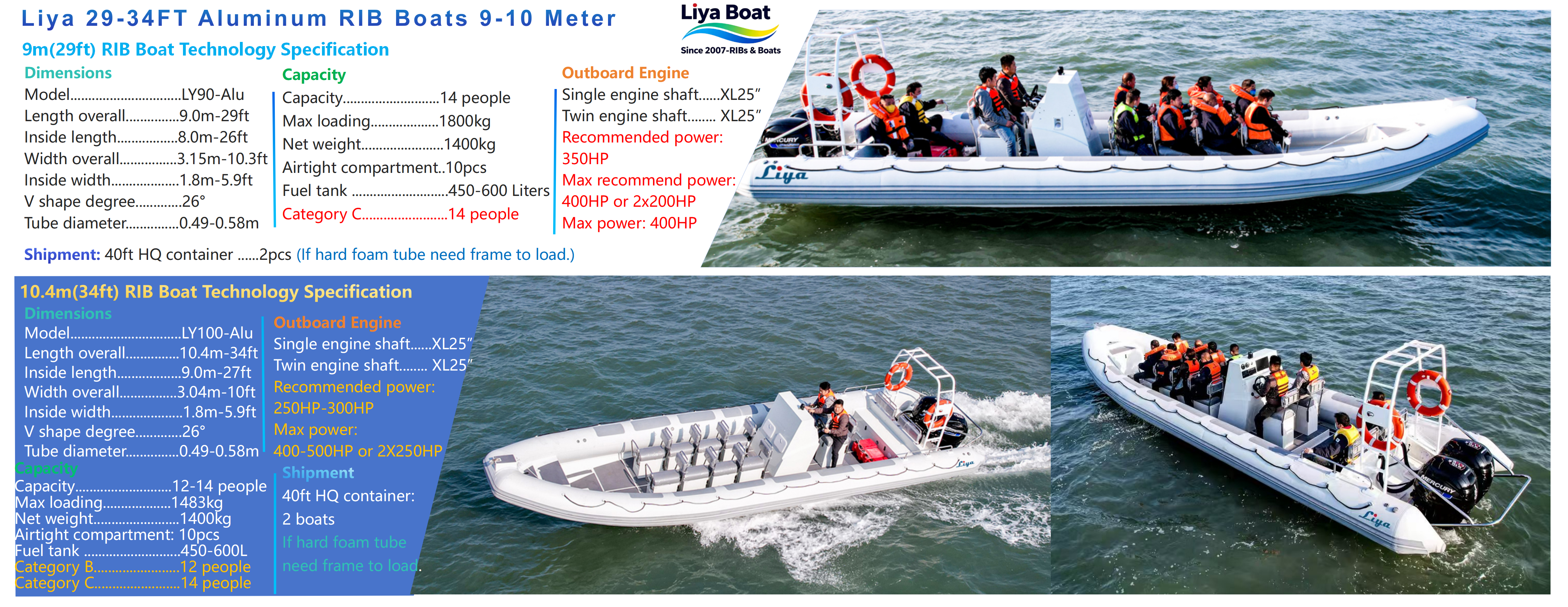 A professional-grade Liya commercial RHIB (Rigid Hull Inflatable Boat) on the water