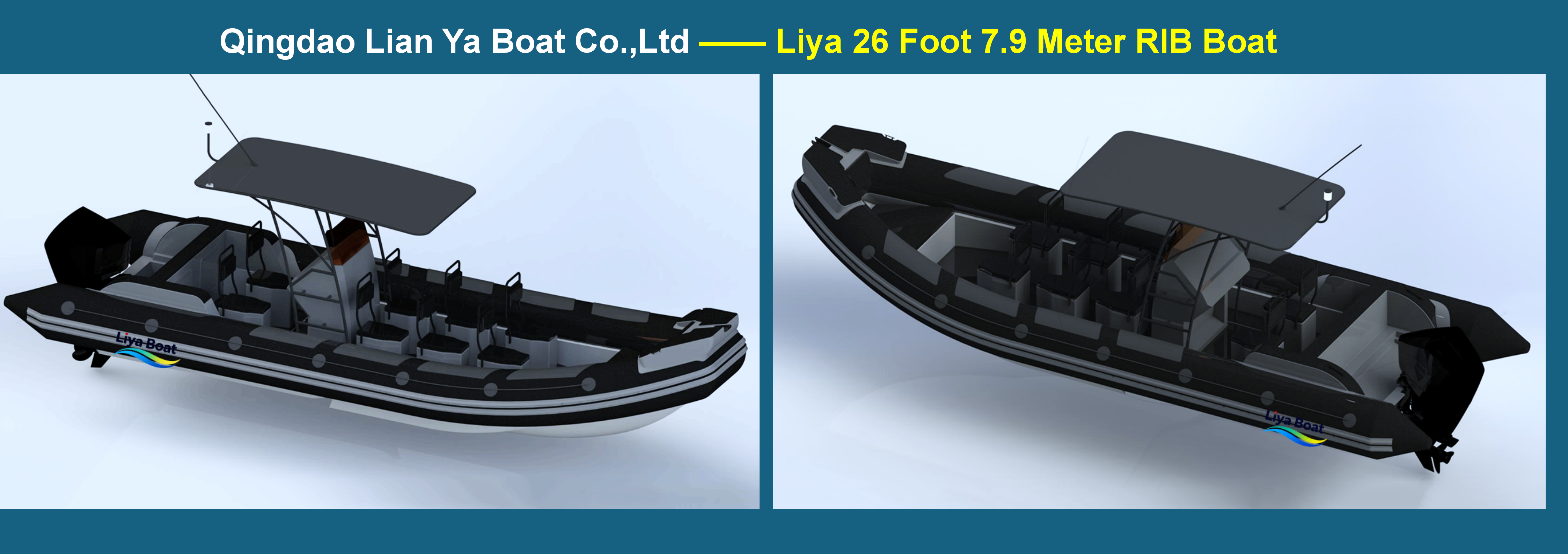 Liya 26 Foot Military RHIB with T-Top and outboard motor