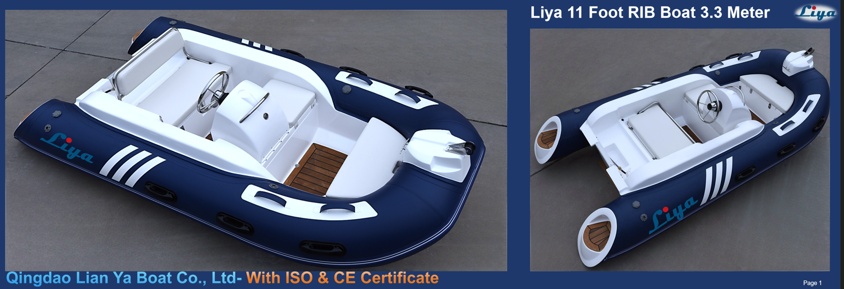 Five adults safely seated and wearing life jackets in the CE certified Liya 3.3m inflatable boat.