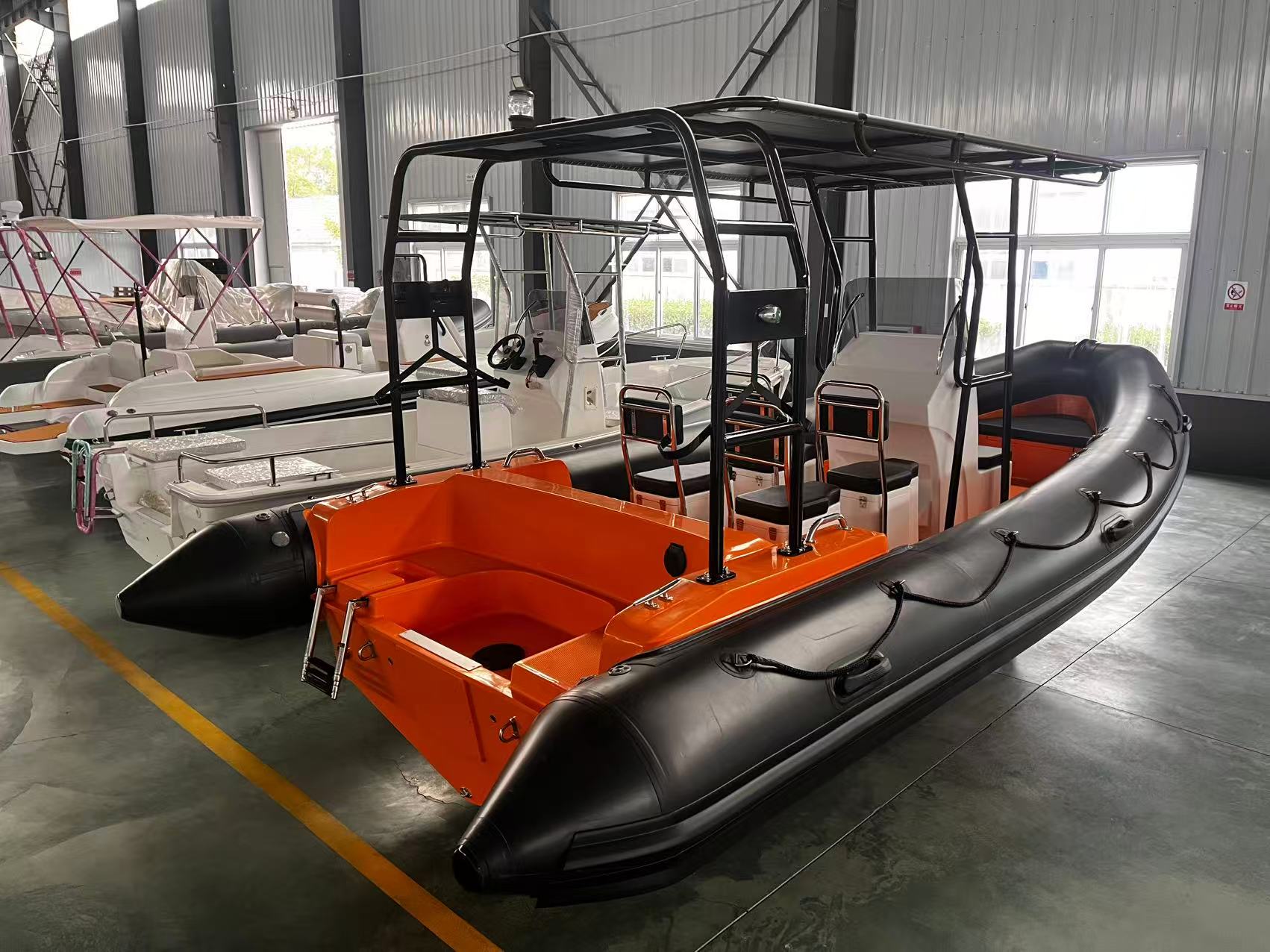 the professional-grade solid or optional inflatable tube on the Liya 22FT RIB