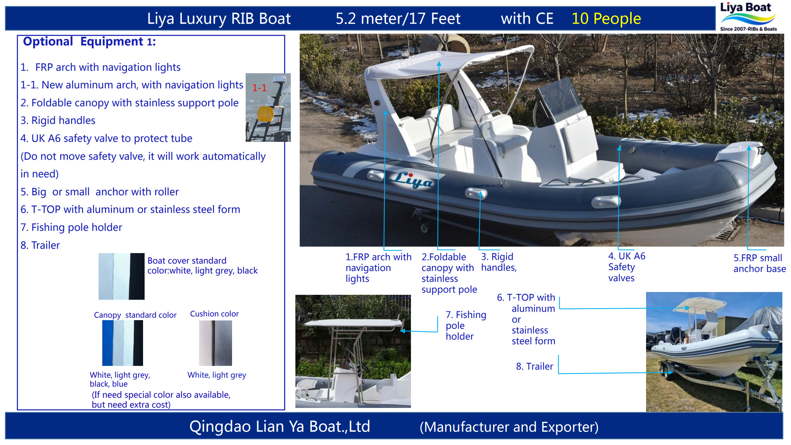 Economical rib boat optional accessories
