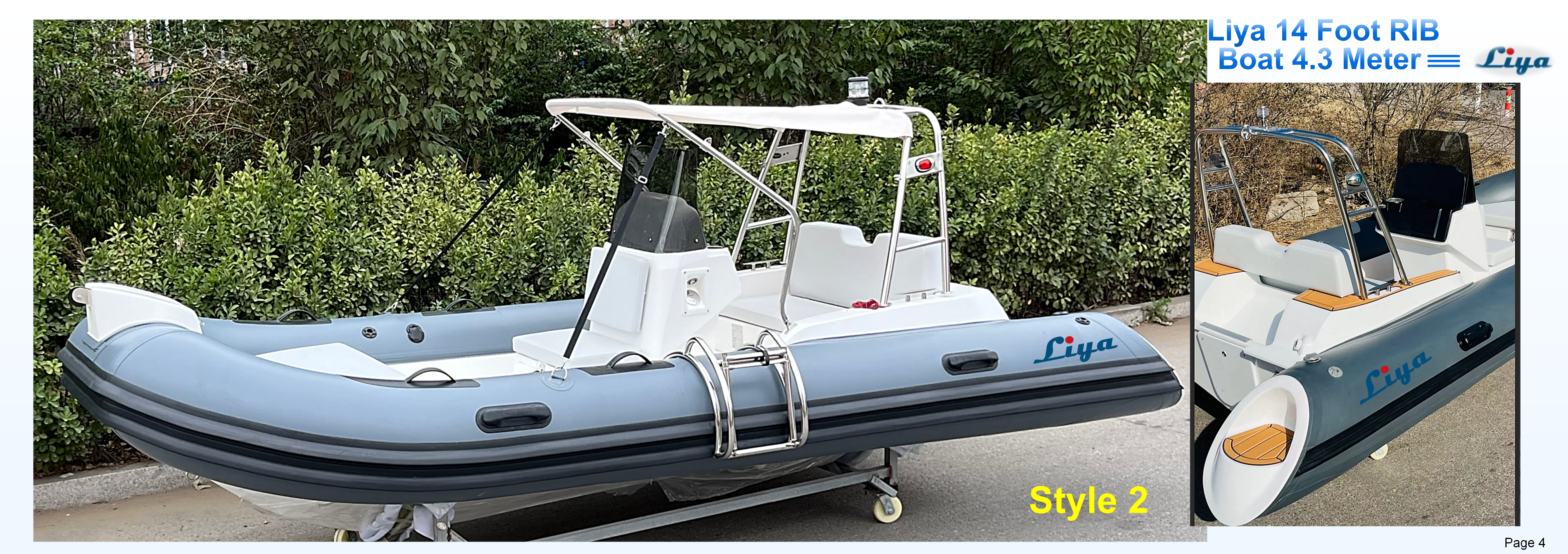  CE certified Liya 14ft RIB boat planing smoothly at high speed.