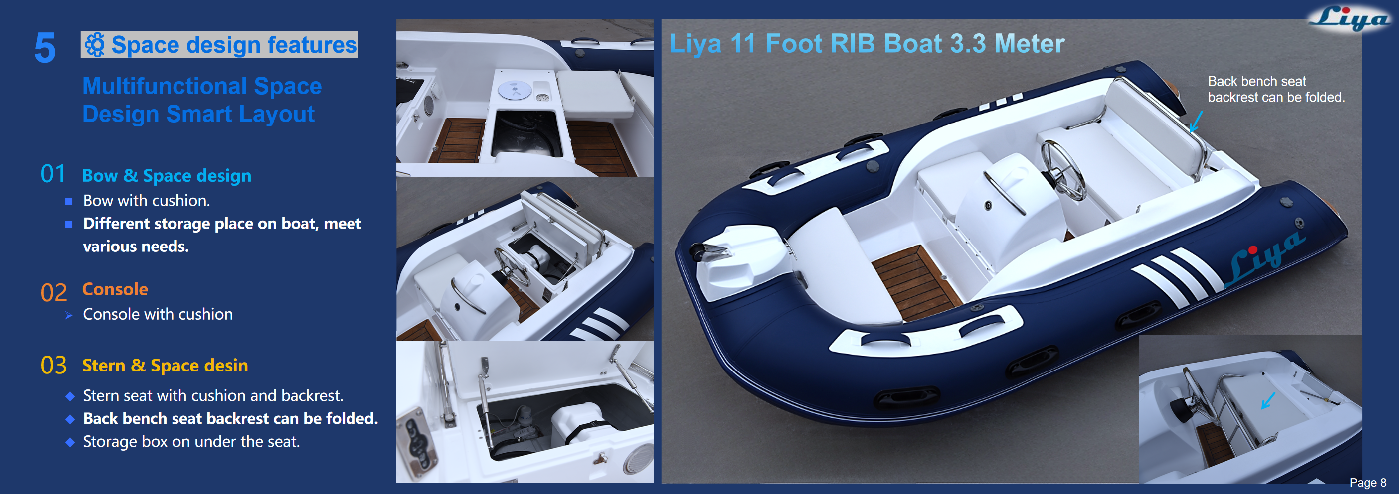 Utilizing the bow storage locker and seating areas in the Liya 11FT RIB