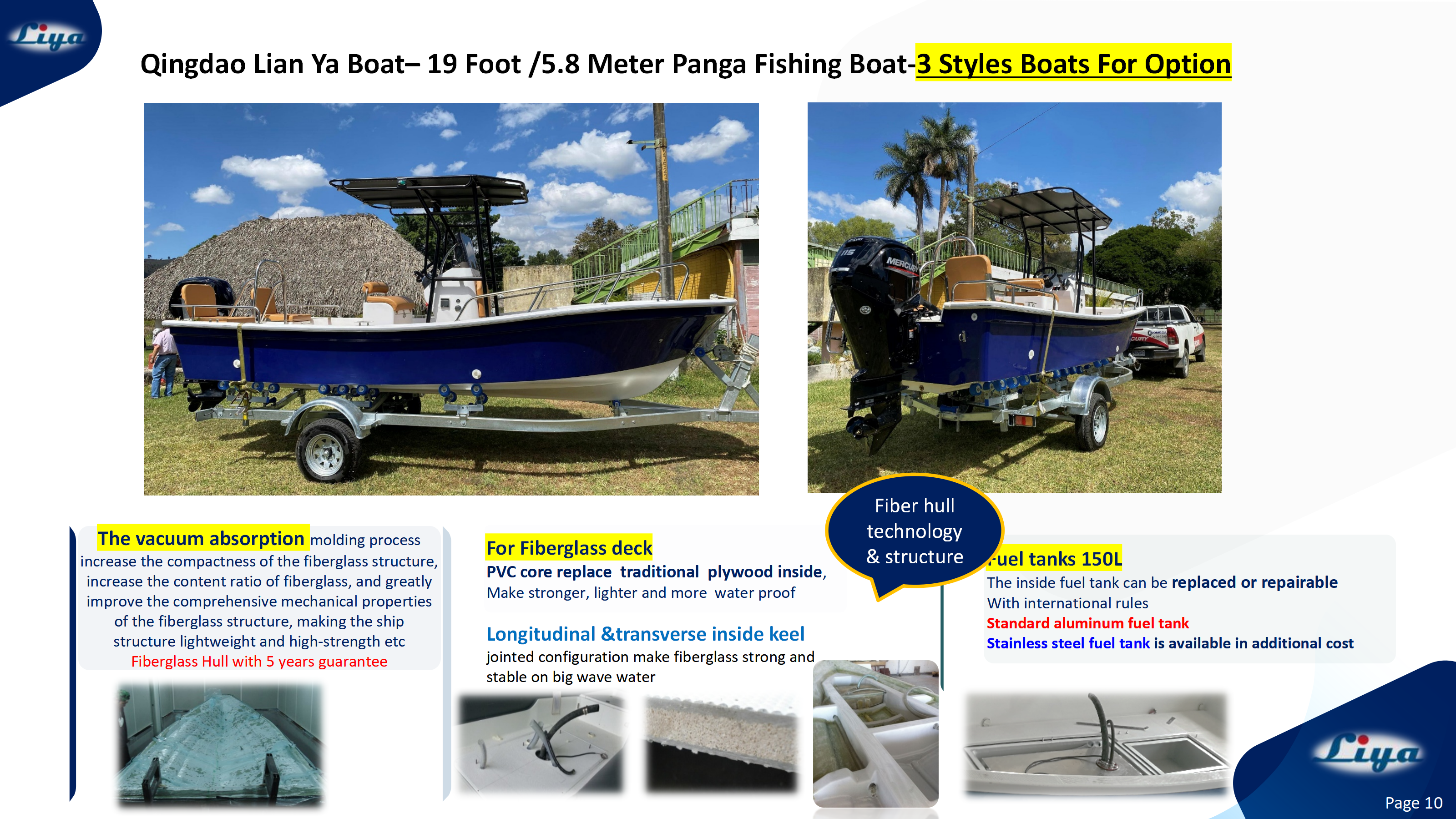5.8m fishing boat fiberglass deck features, fuel tank and technology