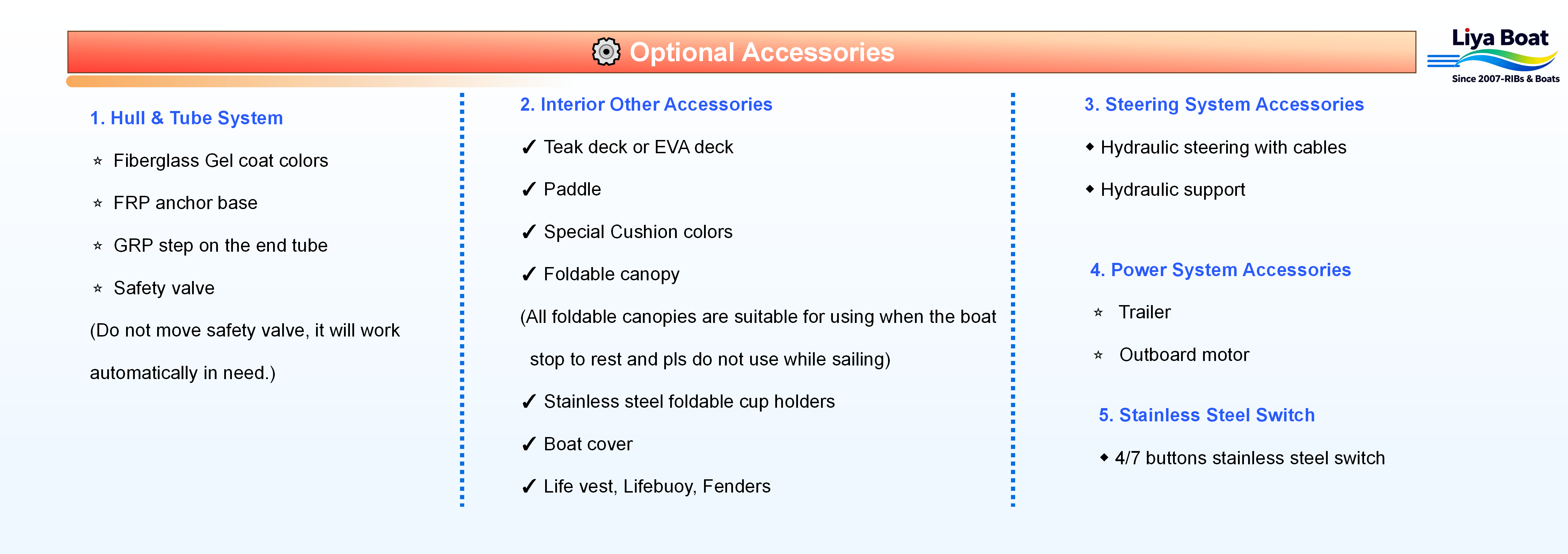 3.8m luxury yacht tender optional accessories