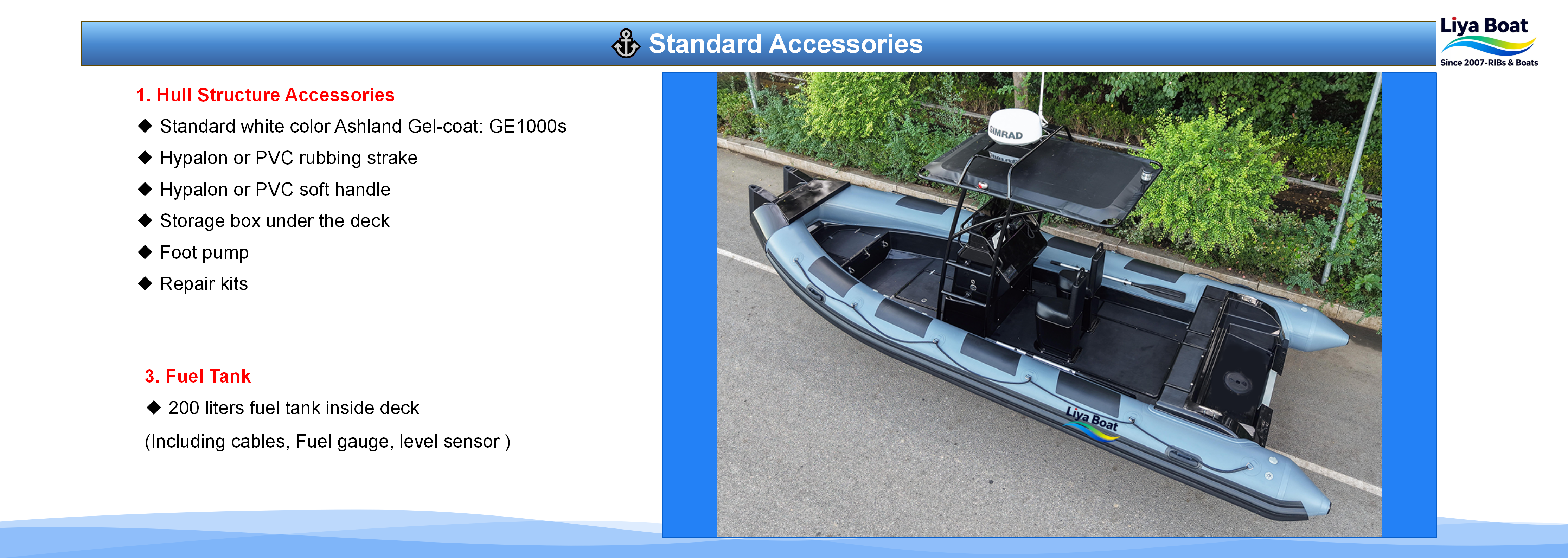 22FT Military RIB Boat standard accessories