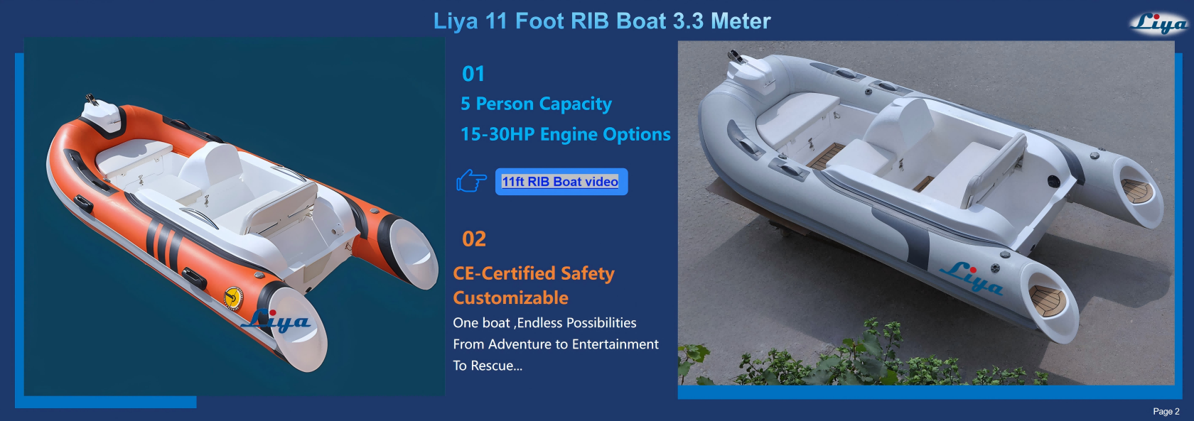 Official CE certification plate and capacity label on the Liya 11FT RIB dinghy.