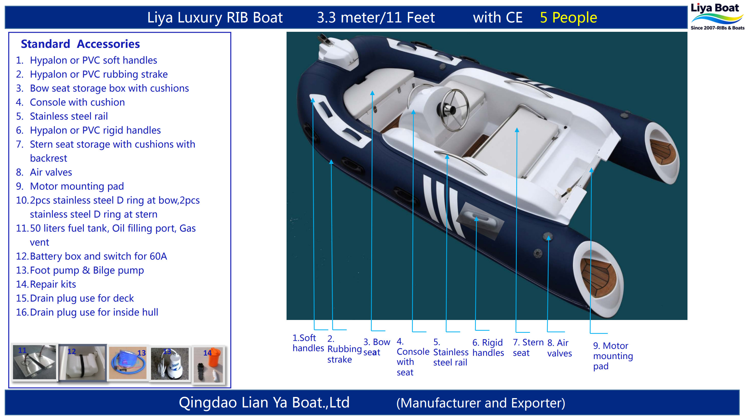 11ft rib dinghy standard accessories