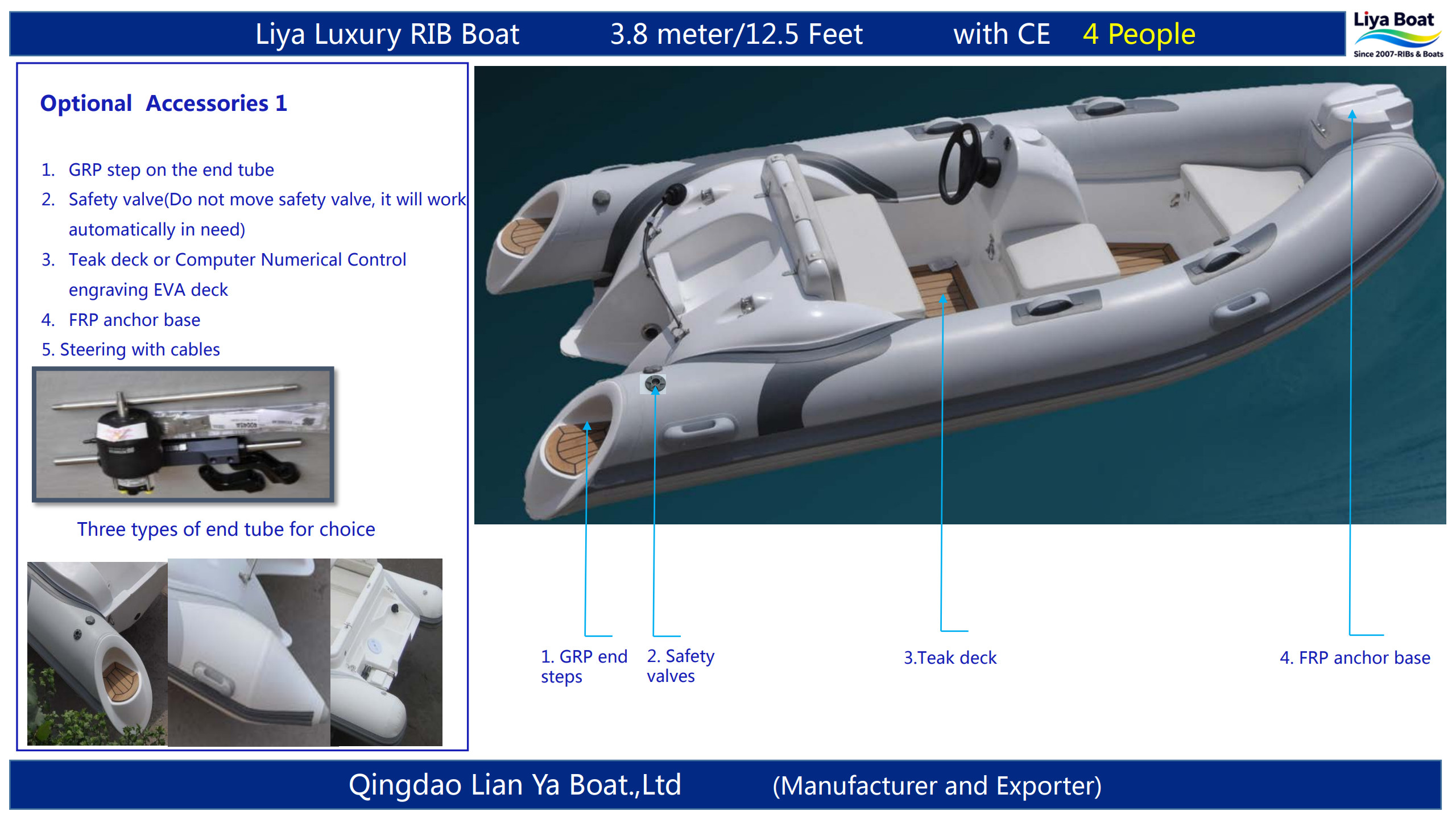 3.8m rib tender boat optional accessories