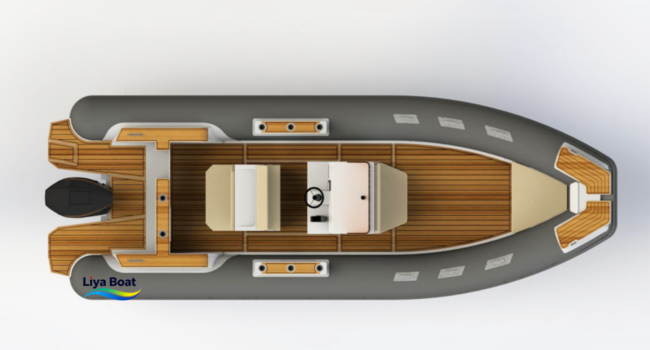 Durable rod holders installed on the tube of the Liya 26ft Sport & Fishing RIB, keeping fishing gear secure and accessible.