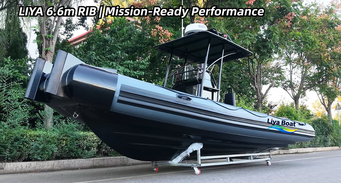 Liya 6.6m Black RIB Boat 200-250HP | 8 Seats | Patrol & Security Craft