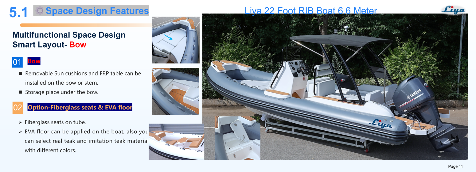 Liya 22 Foot RIB-NEW The convertible bow places