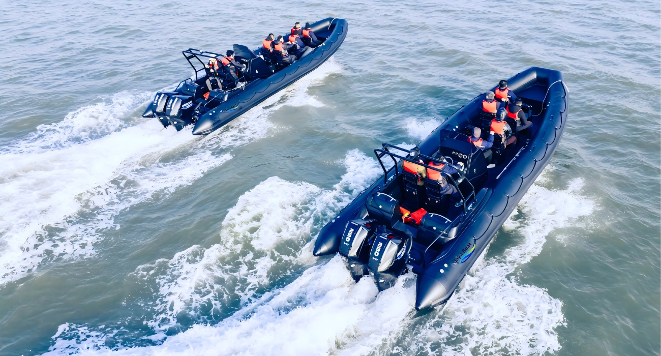 Heavy-Duty Bow with Optional Gun Mount on Patrol RIB