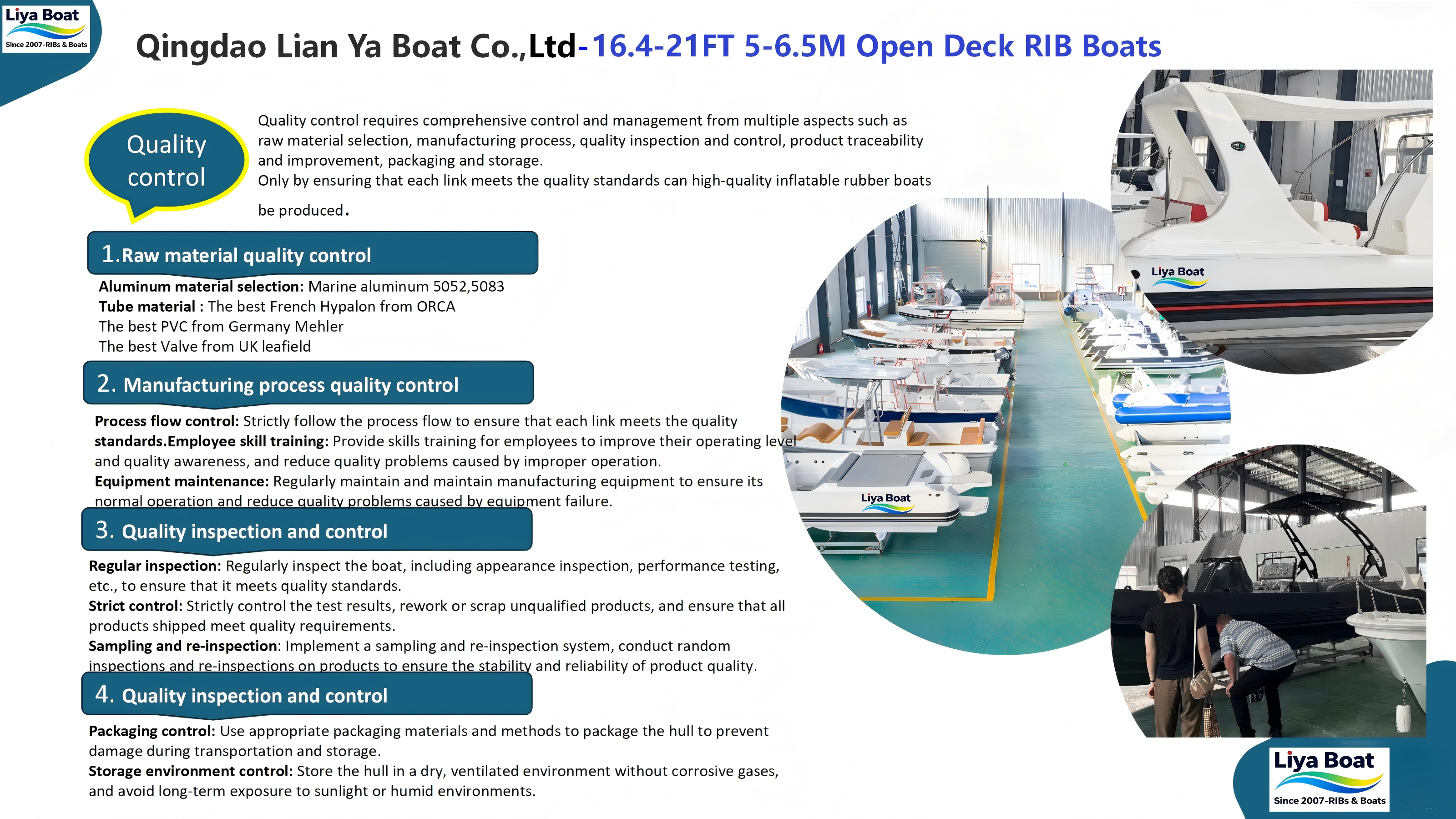 Liya 5-6.5m Tornado Boat Quality Control