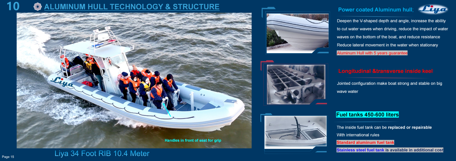 Liya Military 34 Foot RIB aluminum hull