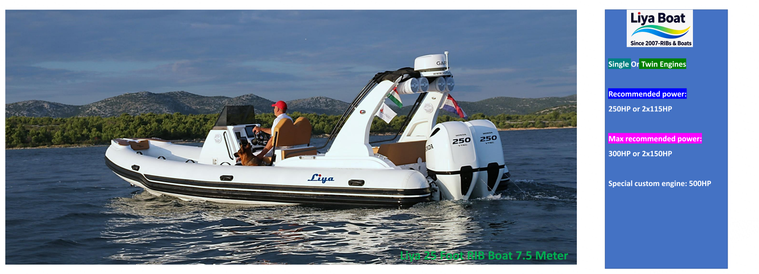 Deep-V hull design of 25ft RIB boat