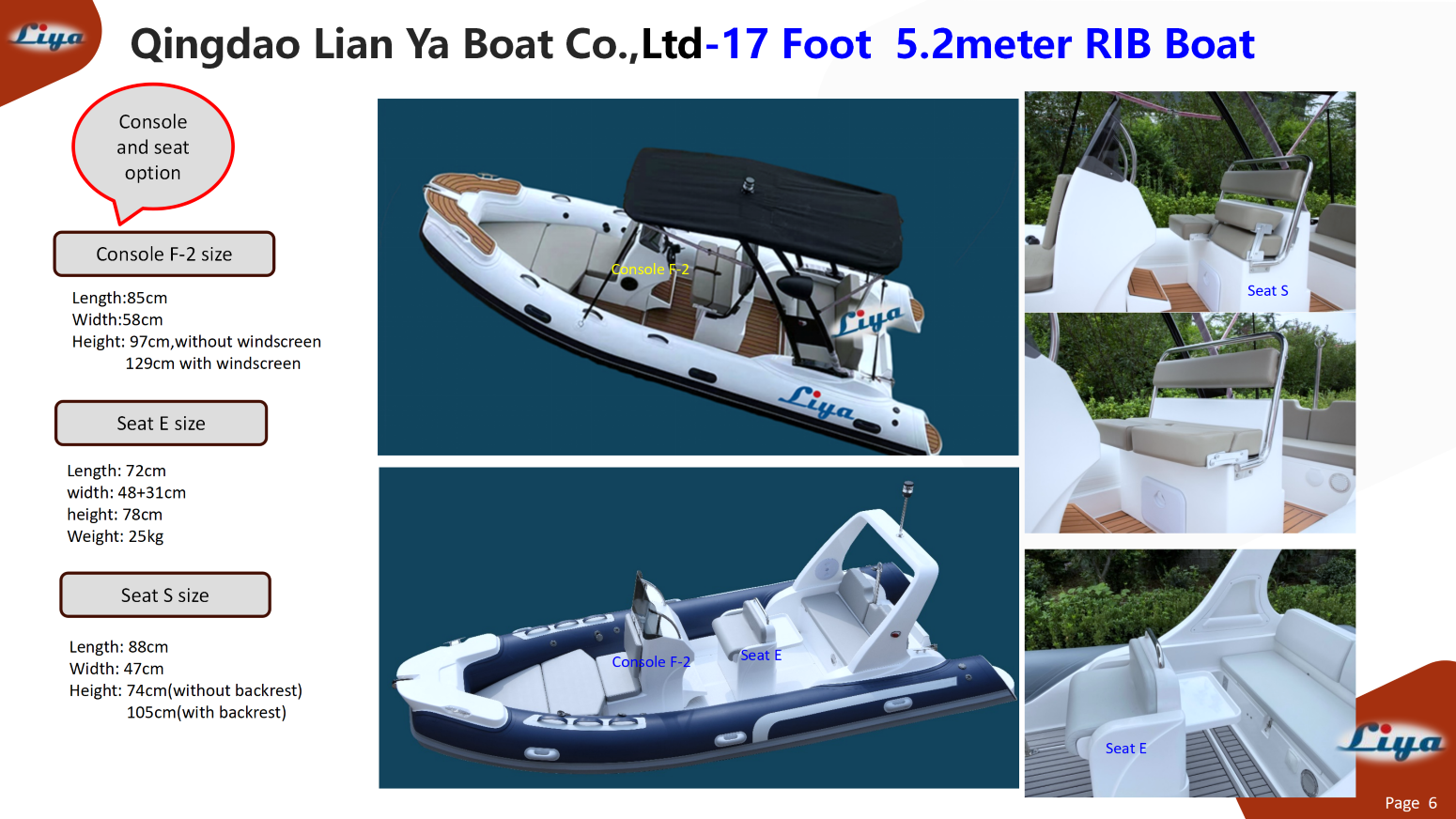 Liya 17 Foot RIB WITH CONSOLE AND SEAT OPTION